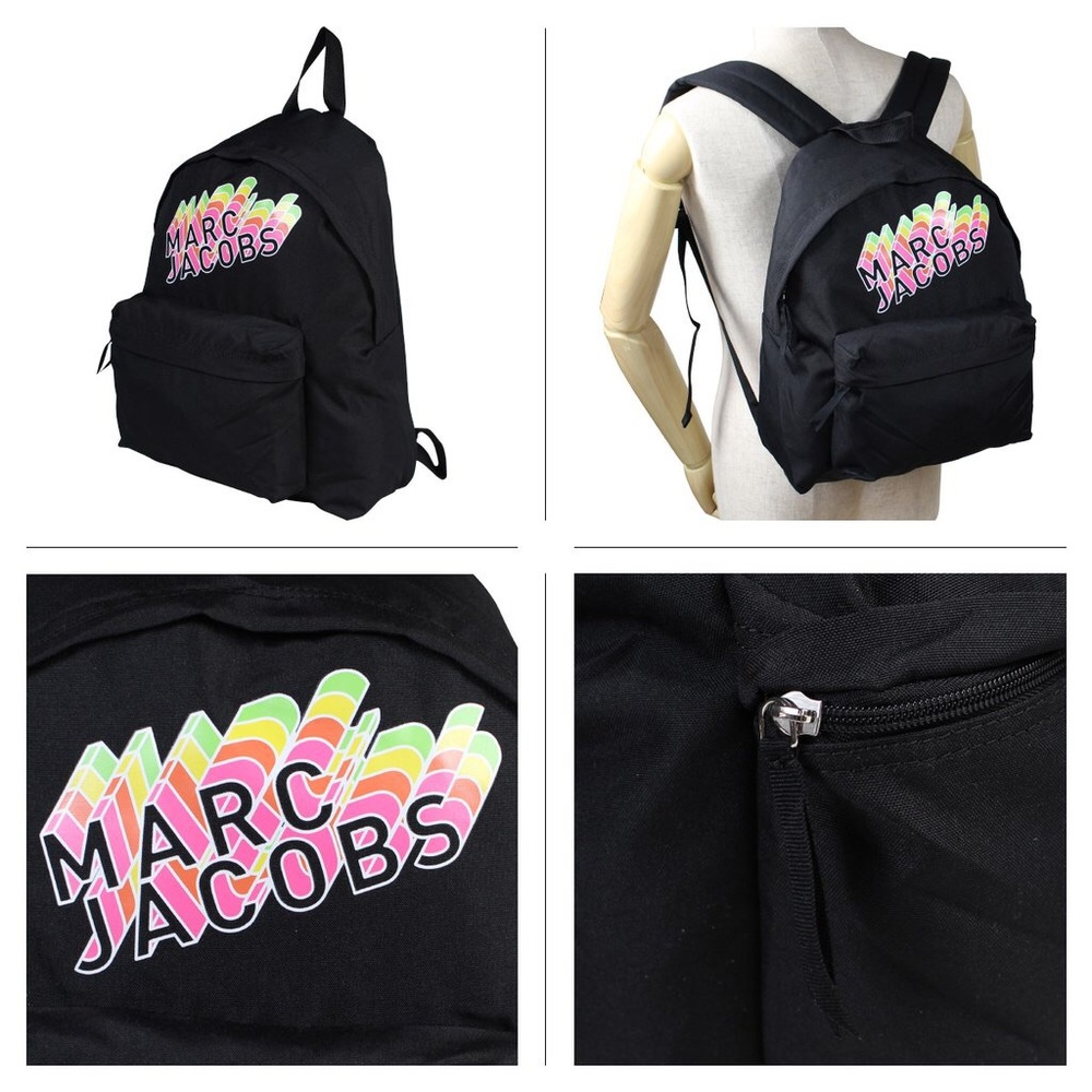 Marc Jacobs Black Rainbow Logo Print Backpack - Picture 2 of 2